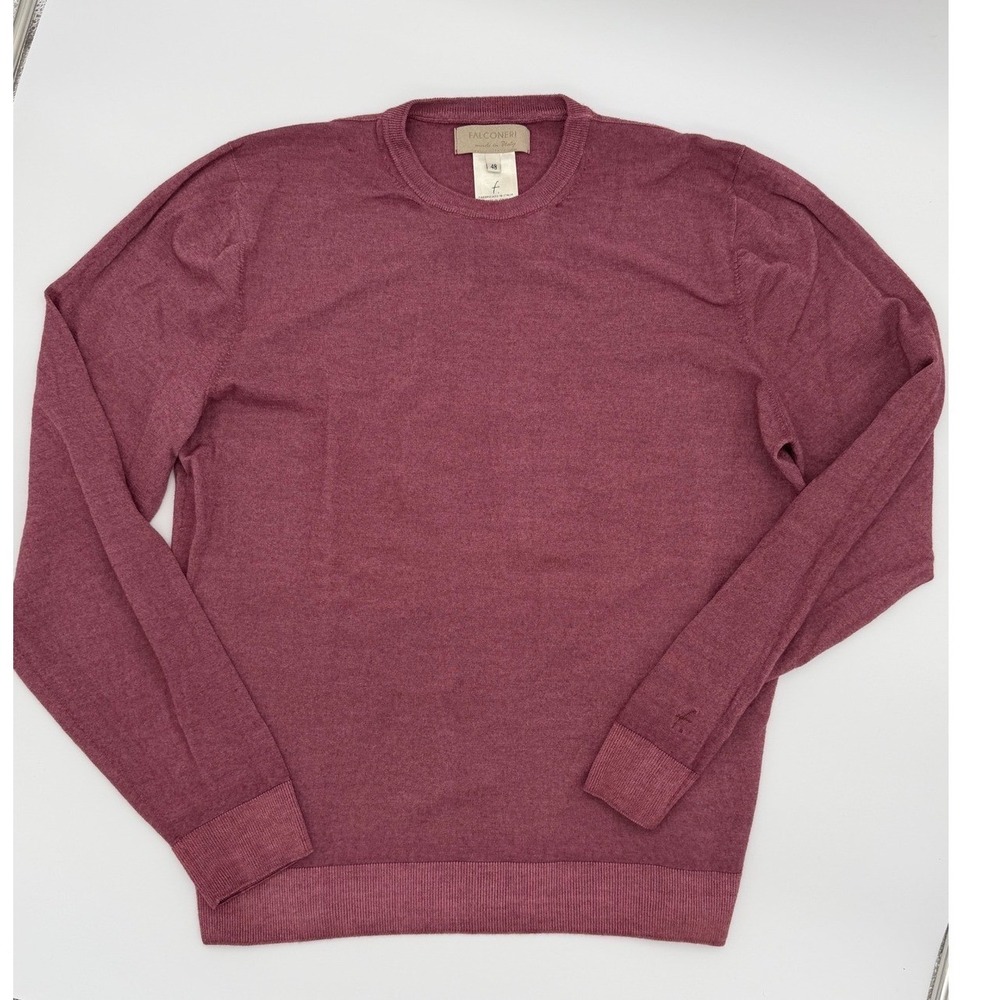 Falconeri Italy Women Heathered Plum Crewneck Knit Sweater Size 48 Burgundy